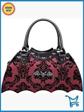 Bat Shaped Satchel Handbag with Crossbody Strap Vegan Leather